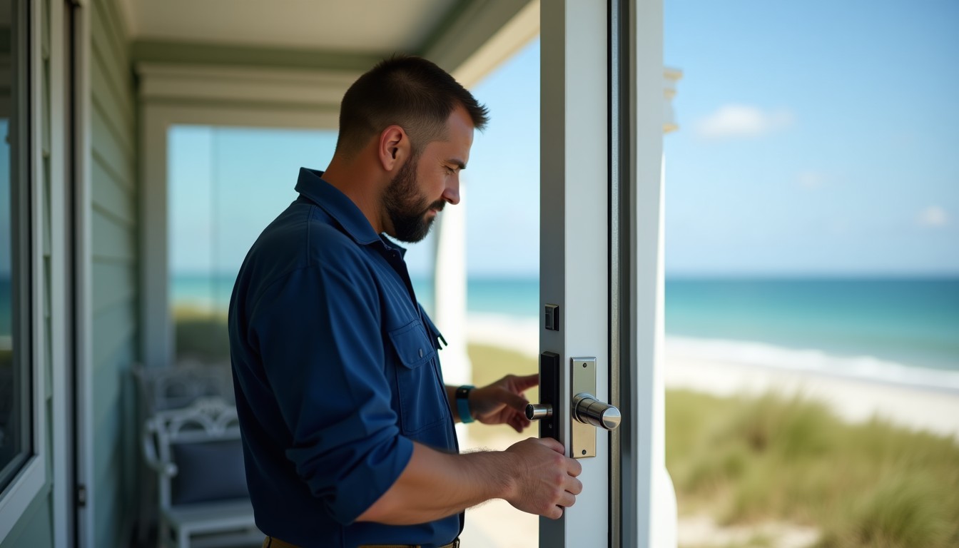 30A Locksmith garage door service watercolor in 30A FL